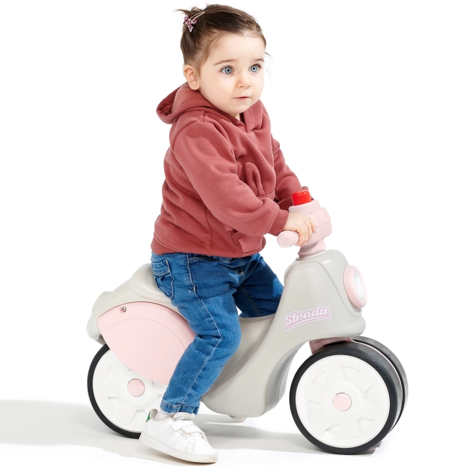 Bicicletă fără pedale cu roți silențioase roz