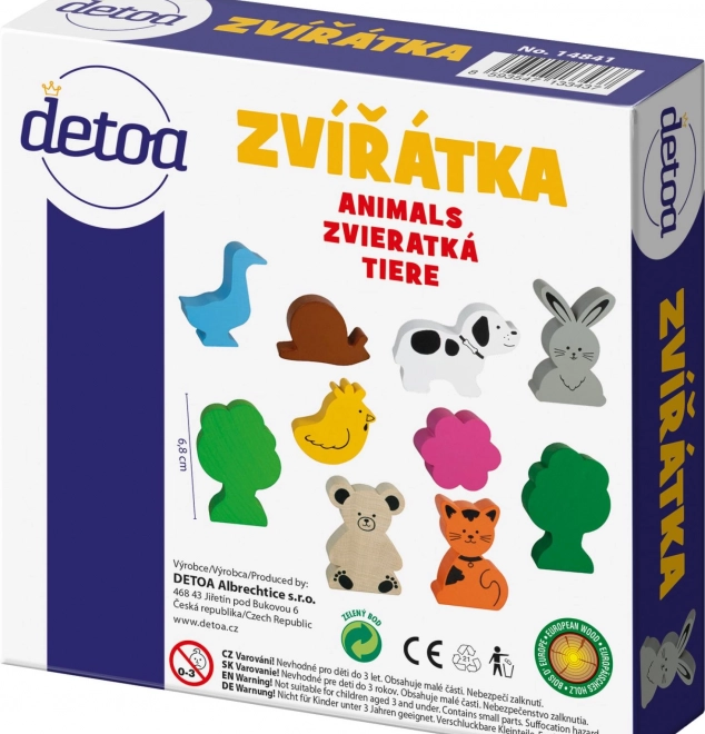 Set de animăluțe din lemn în cutie