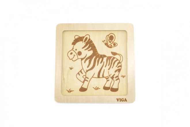 Puzzle din lemn cu 4 piese - Zebra