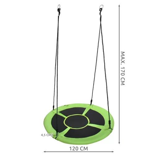 Leagăn tip cuib de barză 120cm verde-negru 23515