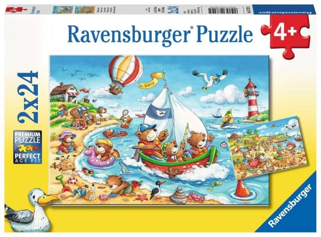 Puzzle vacanță la mare 2x24 piese