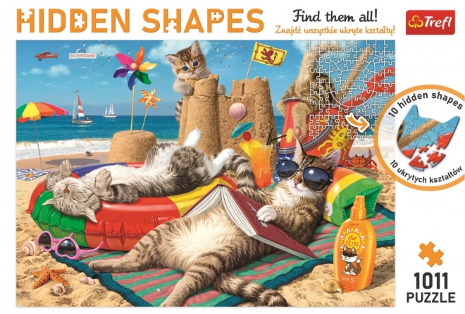 Puzzle TrefL Hidden Shapes - Kocie Vacanțe 1011 piese