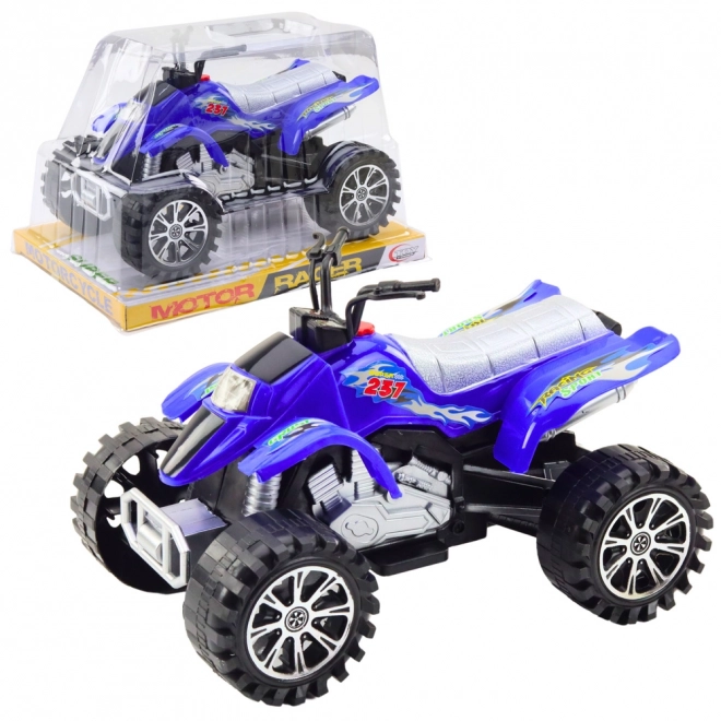 Quad teren off-road cu tracțiune, roți cu profil albastru
