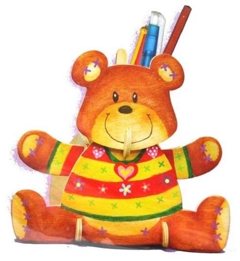 Puzzle 3D suport creioane Ursuleț cu culori