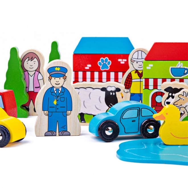 Set accesorii trenuleț din lemn Bigjigs Rail