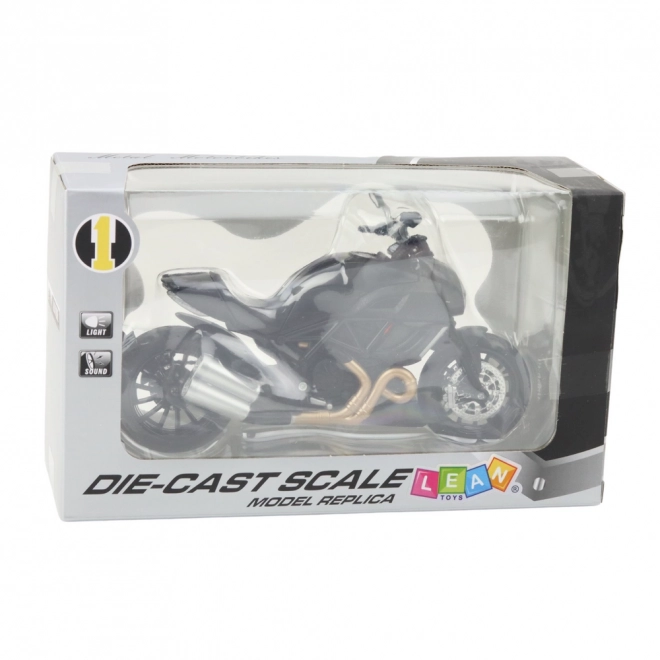 Motocicletă sport metalică cu LED-uri și sunete