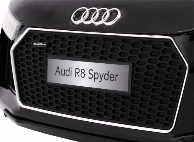 Audi R8 Spyder pe bază de baterii Lak Negru + Telecomandă + EVA + Start Lent + Radio MP3 + LED diode