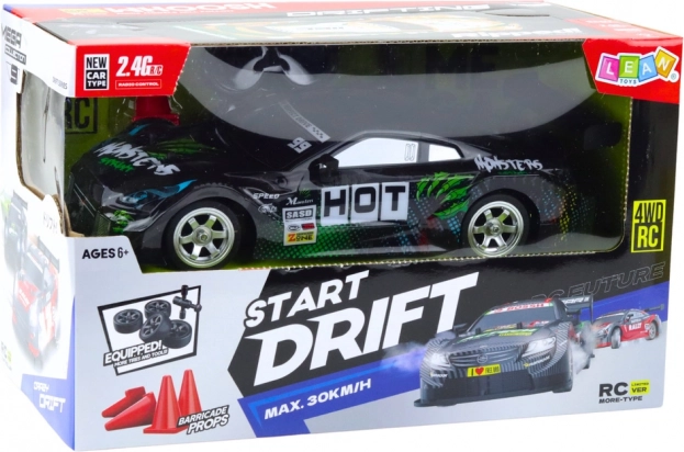 Mașină de curse RC pentru drift negru-verde 30 km/h 1:16