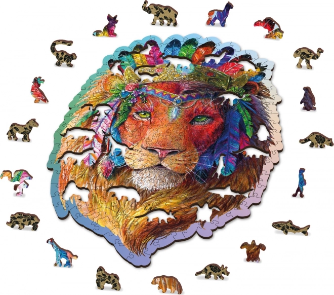 Puzzle din lemn leu mistic