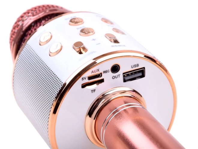 Mikrofon karaoke wireless cu difuzor – Roz