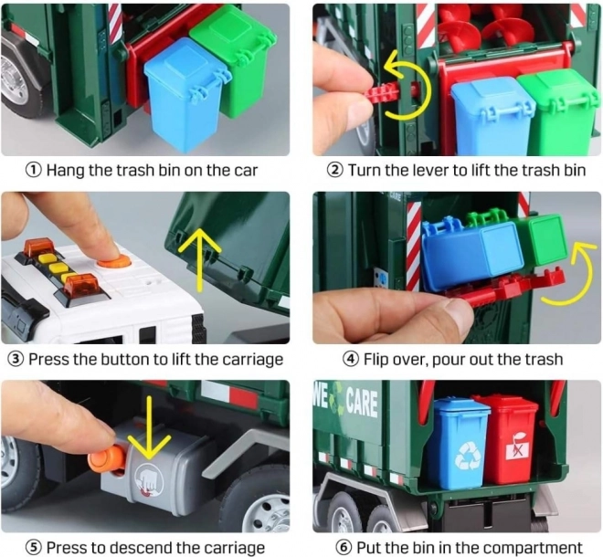 Camion de salubritate interactiv „Purifier” 1:10 - Jucărie educativă pentru sortare deșeuri