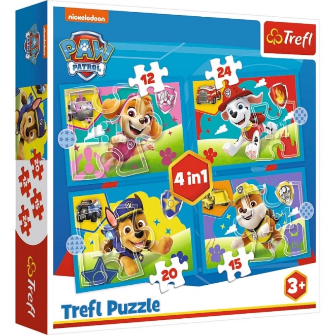 Puzzle 4 în 1 Paw Patrol Cățeluși în mișcare