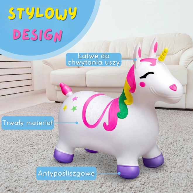Unicorn săltător alb cu pompă Woopie