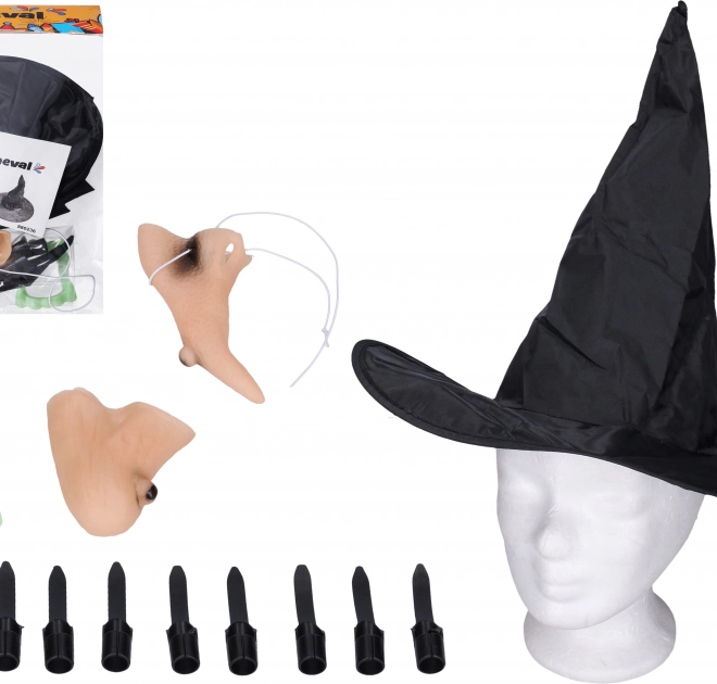 set costum de vrăjitoare cu pălărie și accesorii