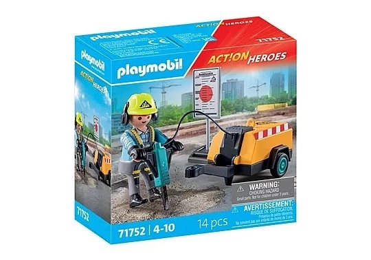 Set figurine lucrător în construcții cu ciocan pneumatic
