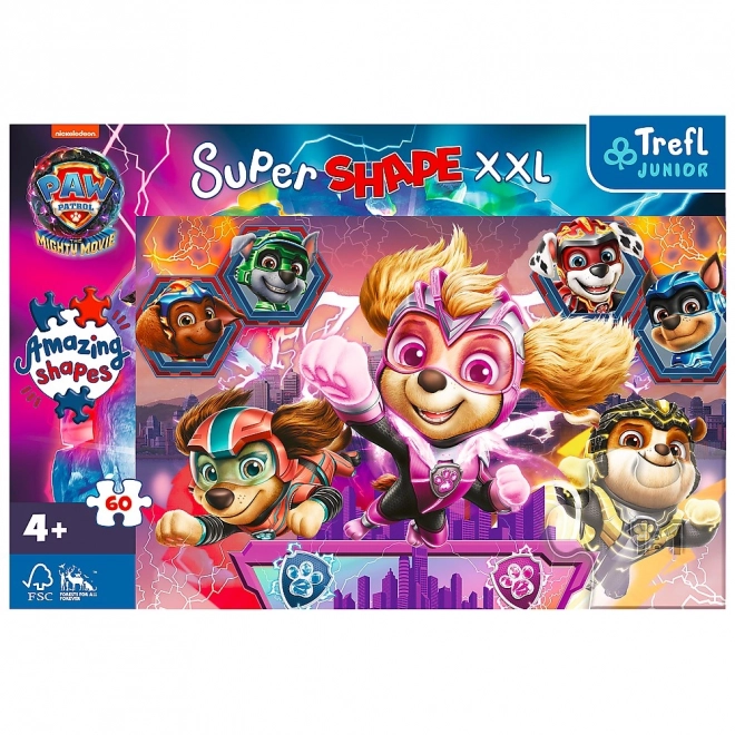 puzzle super shape xxl patrulă paw în super film 60 piese