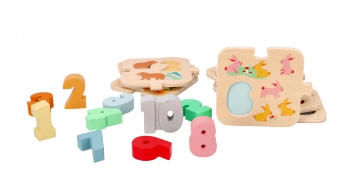 Puzzle din lemn cu animale - învățare Montessori