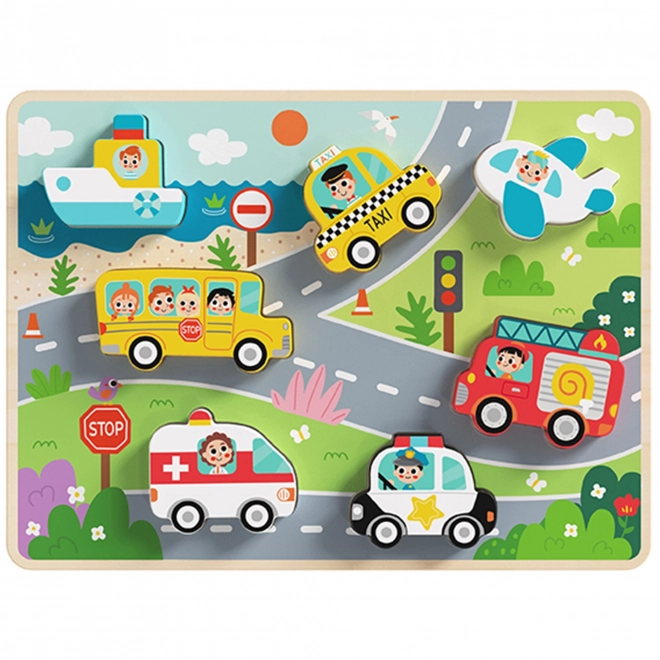 Puzzle din lemn vehicule oraș