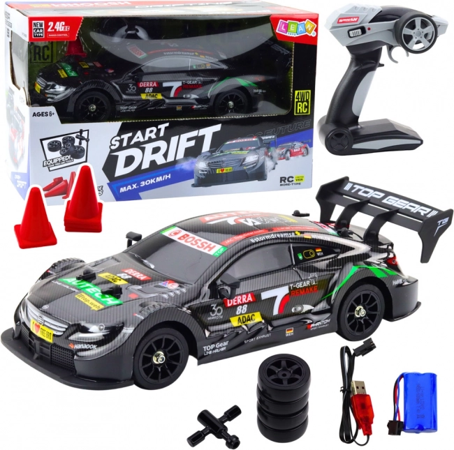 Mașină de curse telecomandată RC carbon negru 30km/h 1:16