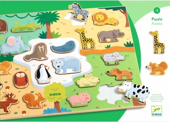 Puzzle din lemn Djeco animale