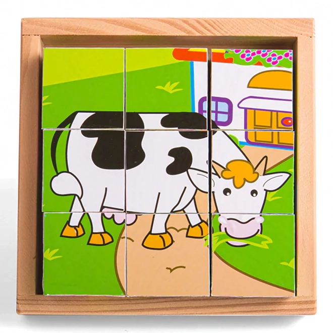 Cuburi puzzle imagini animale Bigjigs Toys