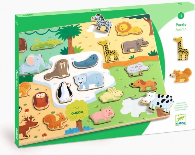 Puzzle din lemn Djeco animale