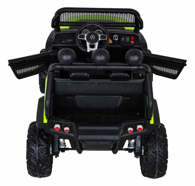 Mercedes Benz Unimog pentru copii Verde + tracțiune 4x4 + telecomandă + spațiu pentru bagaje + pornire lentă + MP3 LED