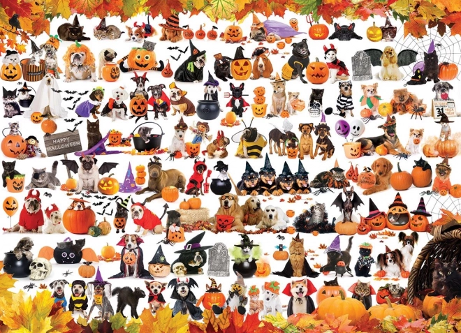 Puzzle cu animăluțe de Halloween 1000 piese