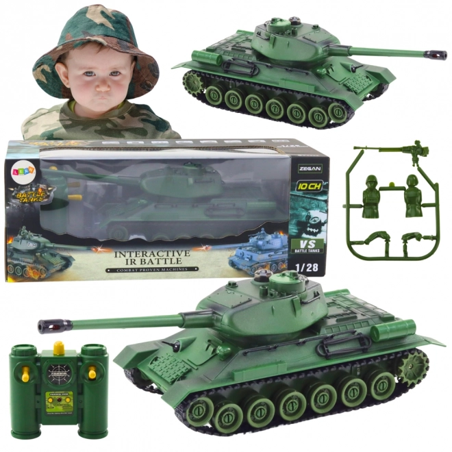 Coc militar cu telecomandă RC cu turelă rotativă verde