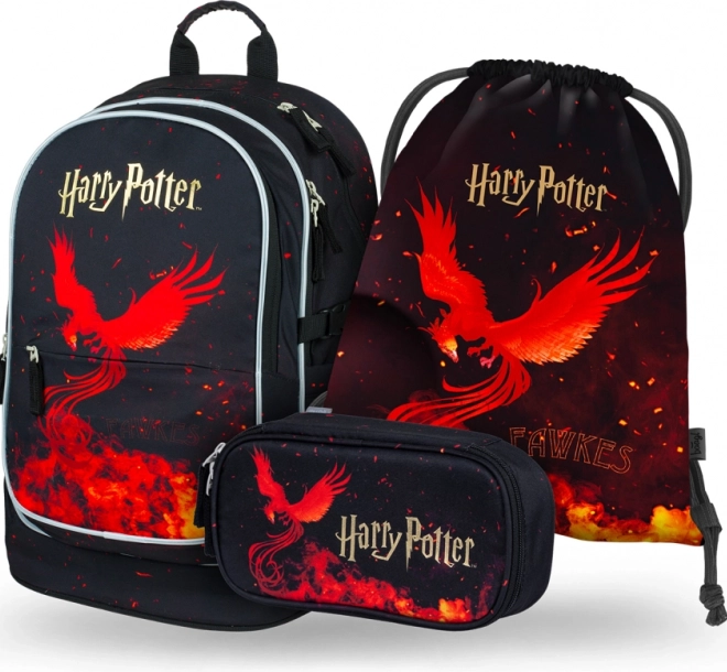Set școlar 3 piese Harry Potter Phoenix – rucsac, penar și săculeț