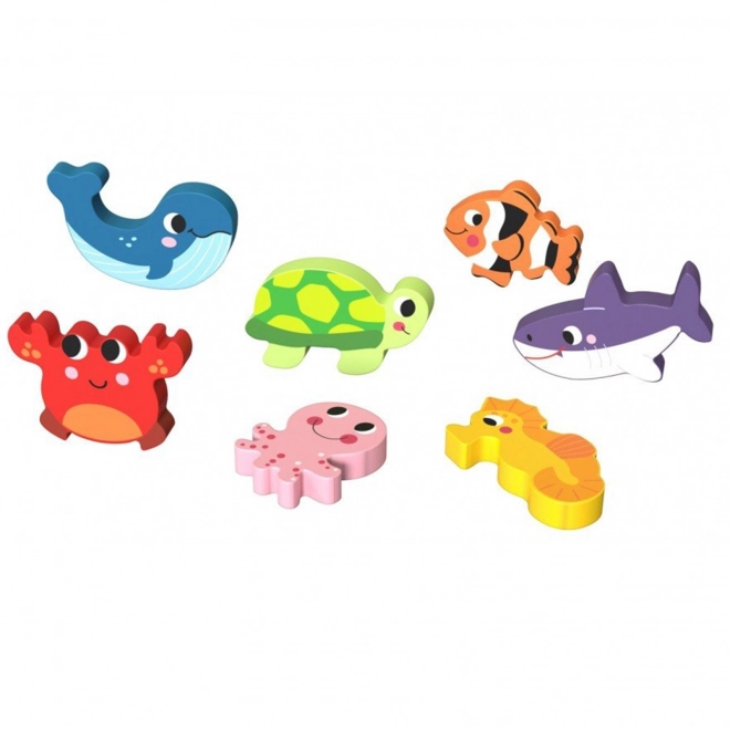 Puzzle din lemn lumea mării pentru copii Tooky Toy