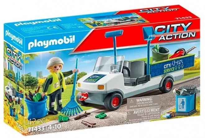 Set cu figurine City Action curățenie în oraș cu mașină electrică