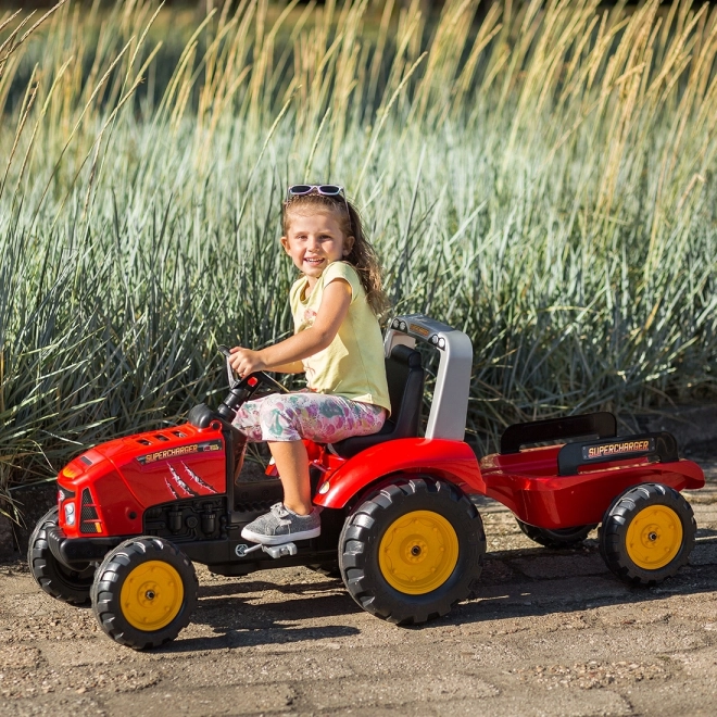Tractor cu pedale Red Supercharger cu remorcă deschidere Falk