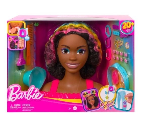 cap de stilizare Barbie păr curcubeu neon ondulat