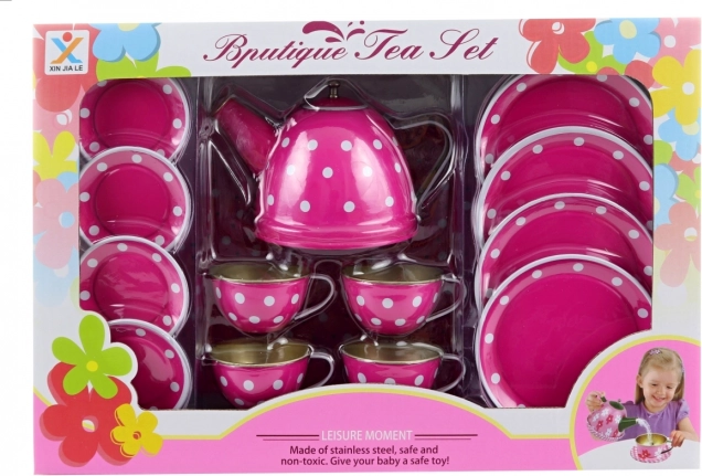 Set de ceai din metal cu buline pentru copii