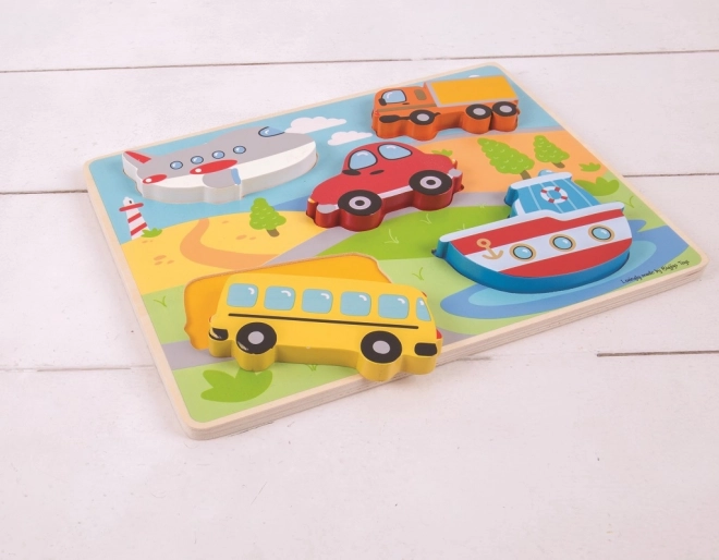 Puzzle cu vehicule Bigjigs Toys