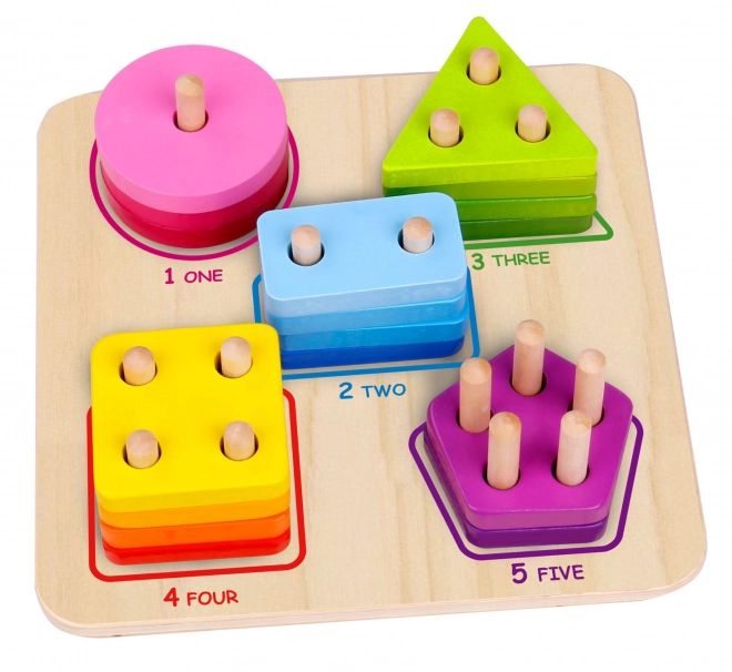 Tooky Toy sorter geometric din lemn pentru învățarea formelor și a numerelor