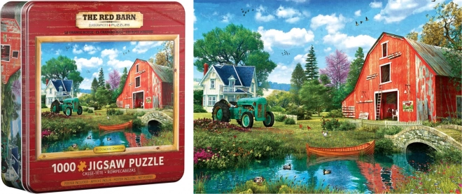 Puzzle Eurographics în cutie metalică Șura roșie 1000 de piese