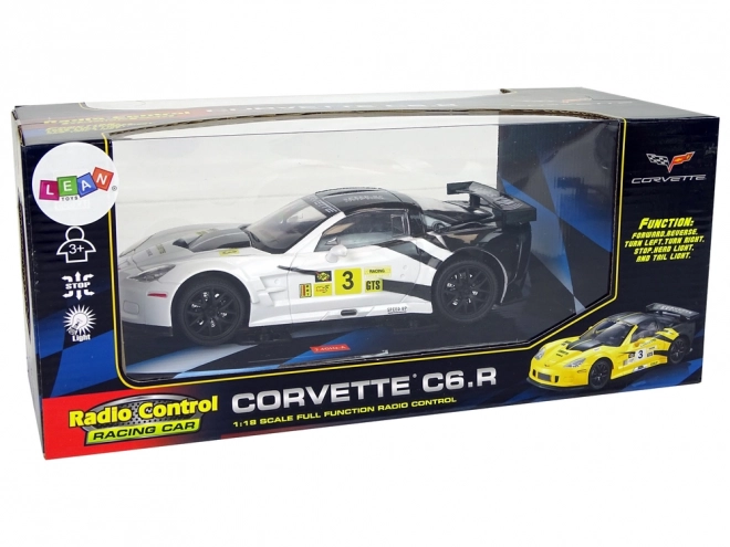 Mașină sport telecomandată Corvette C6.R albă 1:18