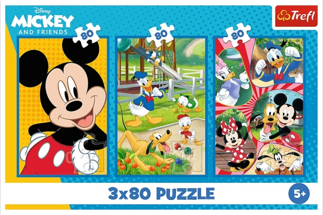Puzzle Echipa Mickey Mouse 3x80 de piese