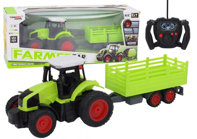 Tractor telecomandat RC cu remorcă verde