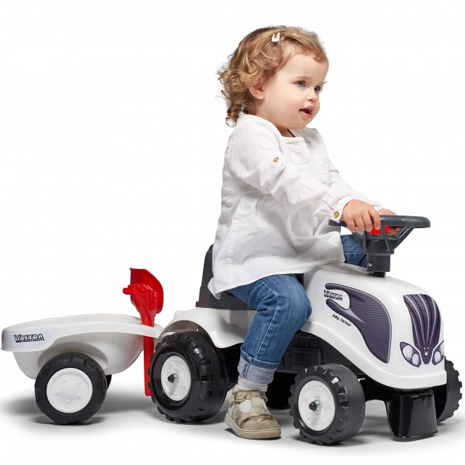 Tractoraș Baby Valtra Alb cu Remorcă și Accesorii de la Falk