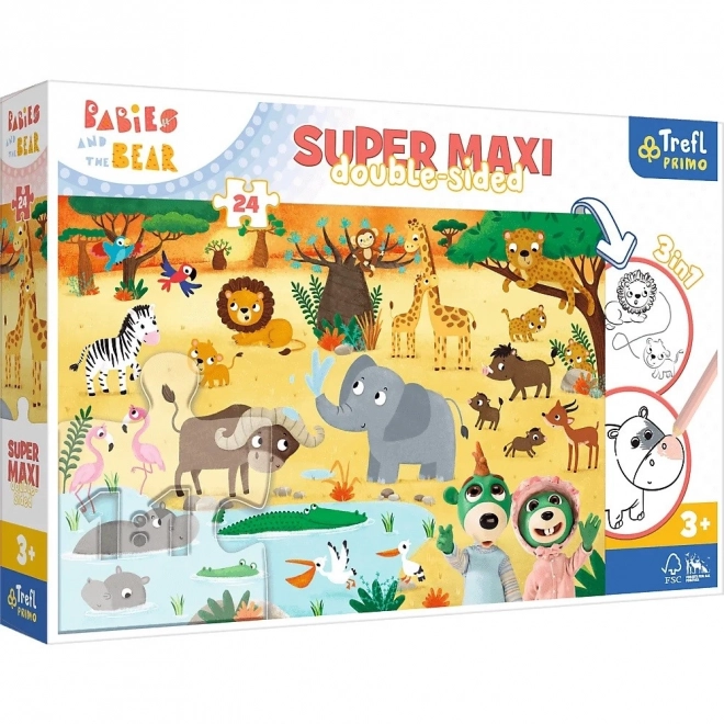 Puzzle reversibil Treflíci în grădina zoologică SUPER MAXI 24 piese