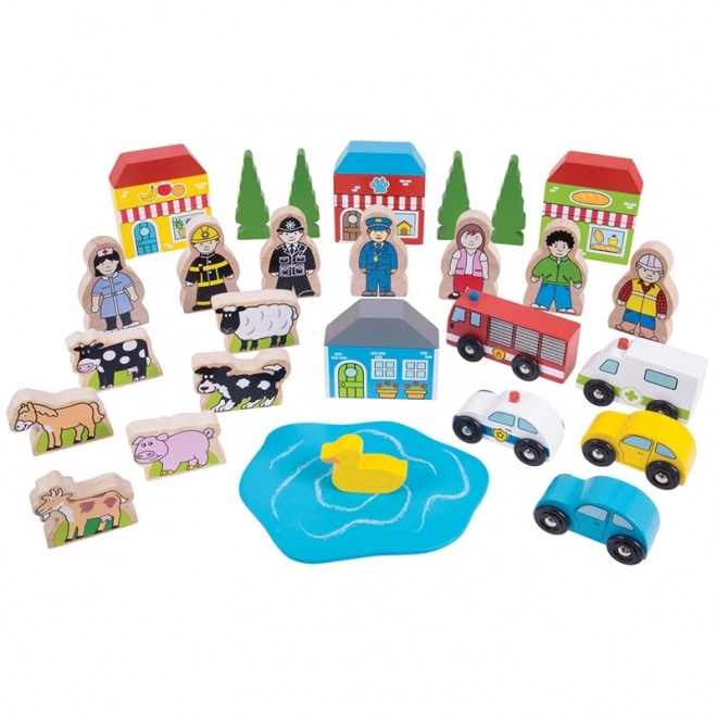 Set accesorii trenuleț din lemn Bigjigs Rail