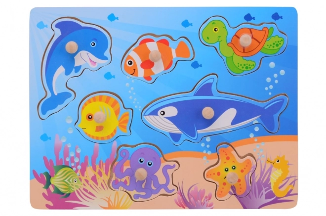 Puzzle din lemn cu mânere pentru copii