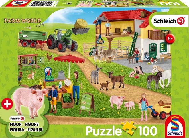 Puzzle Schleich Farma cu Stand de Vânzare