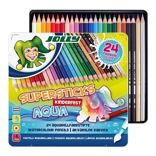 Kredă colorată Supersticks Aqua 24 culori în cutie metalică