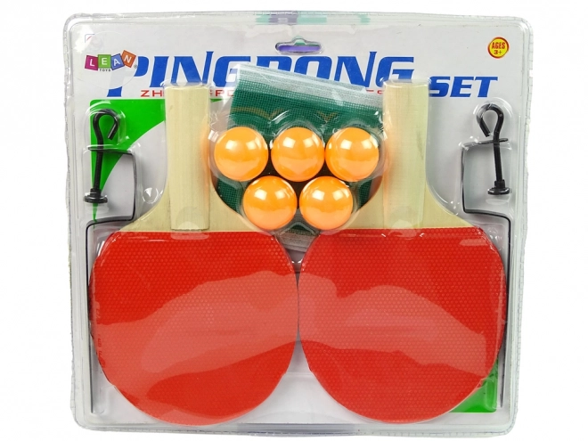 Set ping-pong cu rachete, plasă și 5 mingi pentru tenis de masă