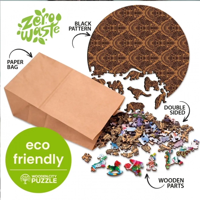 Puzzle din lemn cu model de tigru colorat