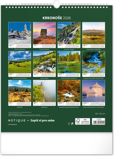Calendar de perete Krkonoše 2026